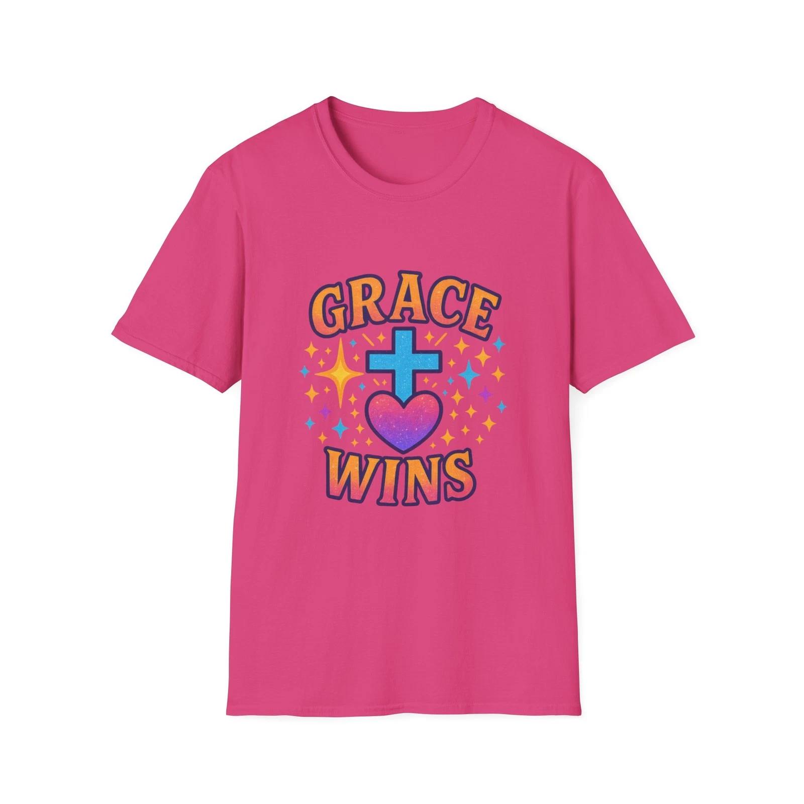 Grace Wins T-Shirt | Christian Cross Heart Spiritual Tee XL