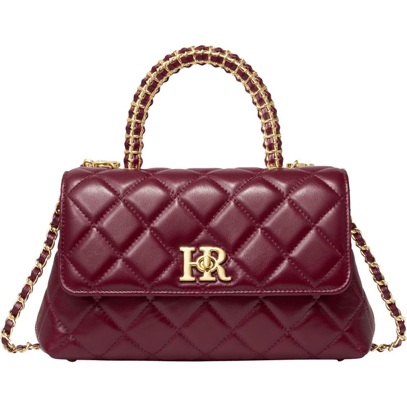 

HR Helena Women s Diamond Quilted Top-Grain Leather Shoulder Bag