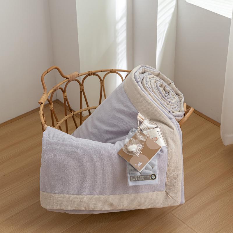 Solid color simple bubble cotton summer cool quilt, machine washable in summer, comfortable and breathable quilt