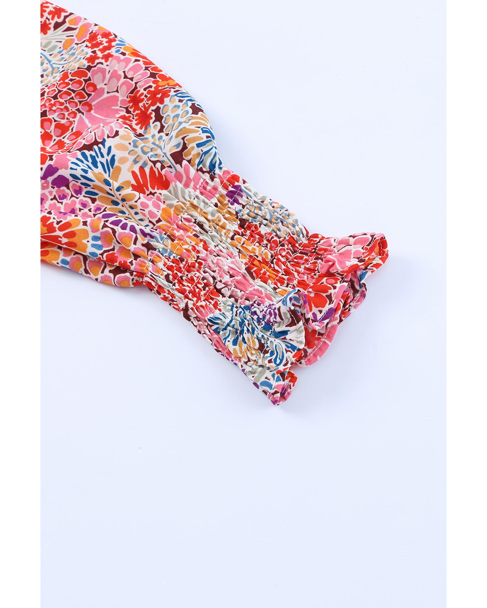 

Azura Exchange Floral Puff Sleeve Blouse L різнокольоровий