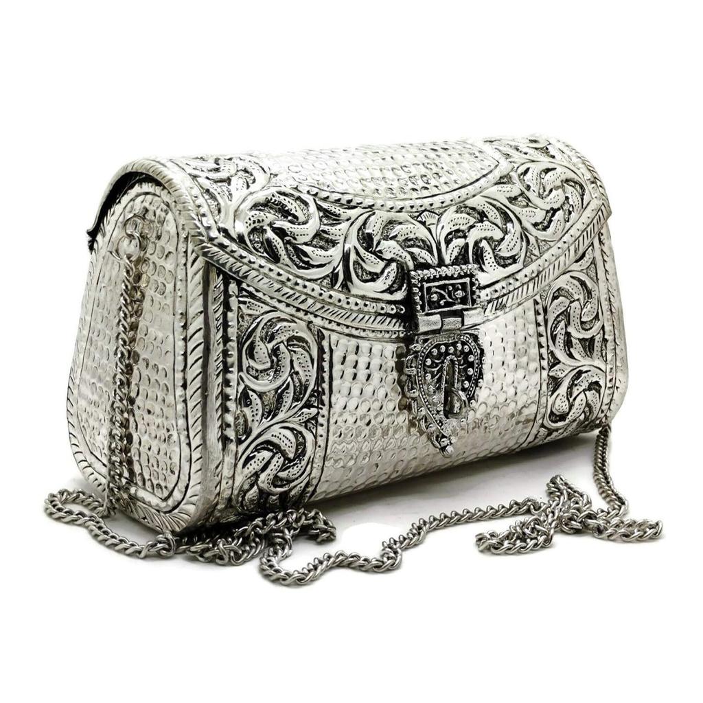 Women Gift Bridal Bag Brass Metal Clutch Sling Bag Indian Ethnic Antique Clutch