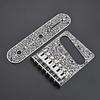 Vintage Carved Pattern Guitar Roller 6-Saddle Bridge and 3-Way Switch Control Plate Set for 6 String Electric Guitars