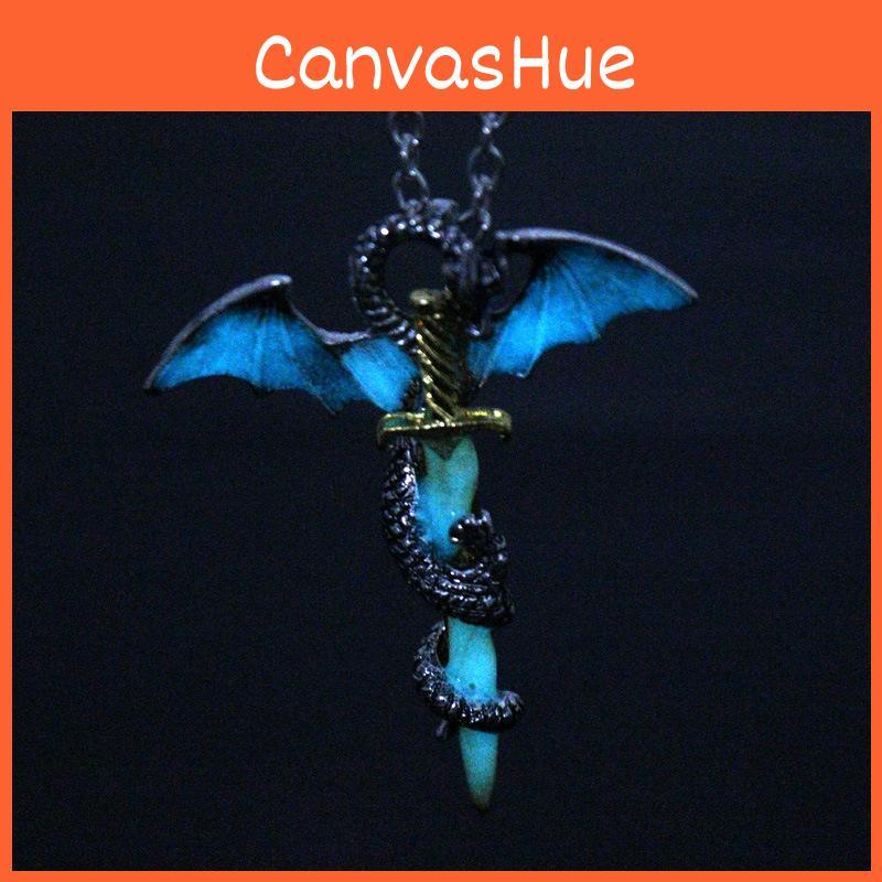 Luminous Winged Dragon Gold Necklace With Alloy Pendant For Gift And Fashion