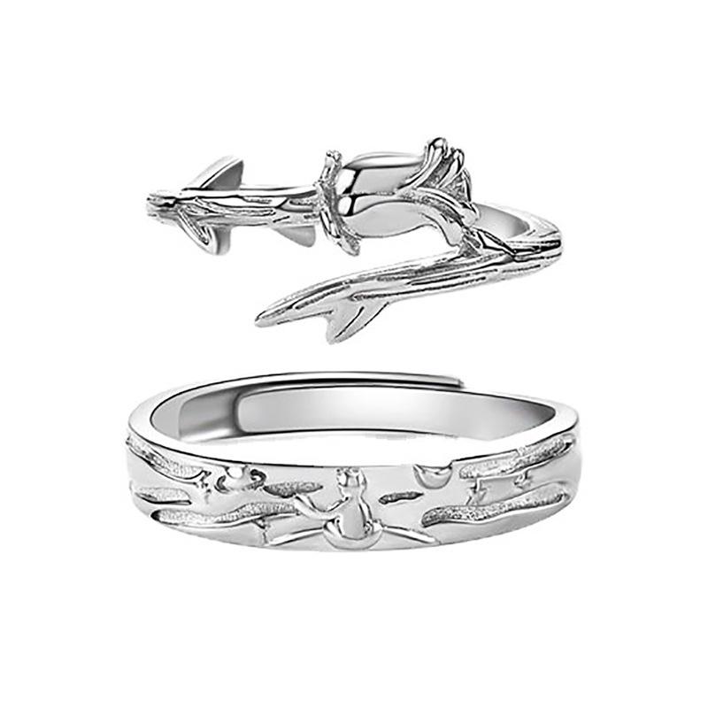 Trendy And Personalized Flower Rings For Couples Copper Material With Rose Plating