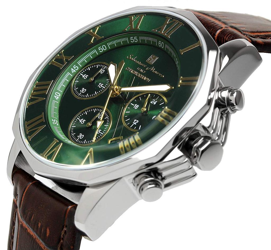 Salvatore Marra Green Chronograph 10 ATM Water for Business and Formal Wear Men's Wristwatch, Resistant,