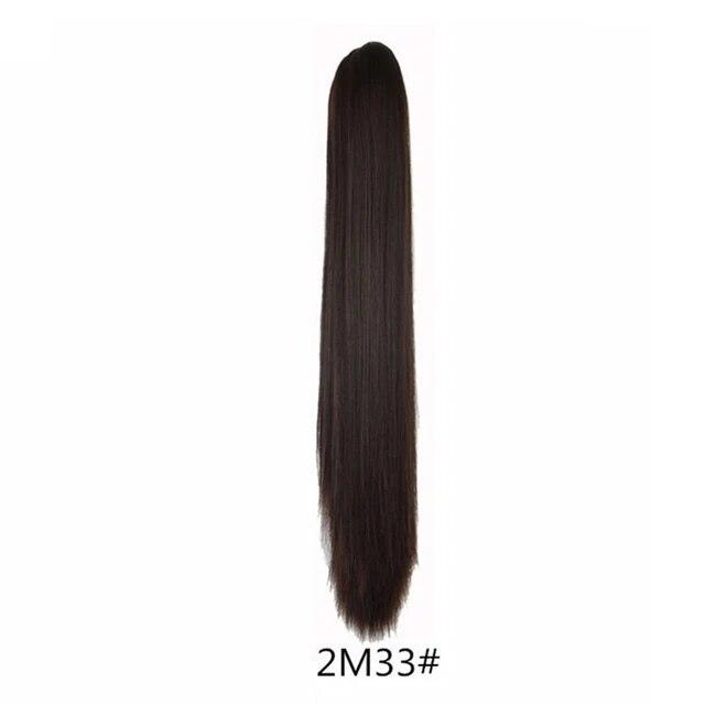 Synthetische Pferdeschwanz-Haarverlängerungen, lange, gerade Klaue, Clip-in/on-Pferdeschwanz für Frauen, tägliche Party, 55,9 cm, hitzebeständiges Kunsthaar