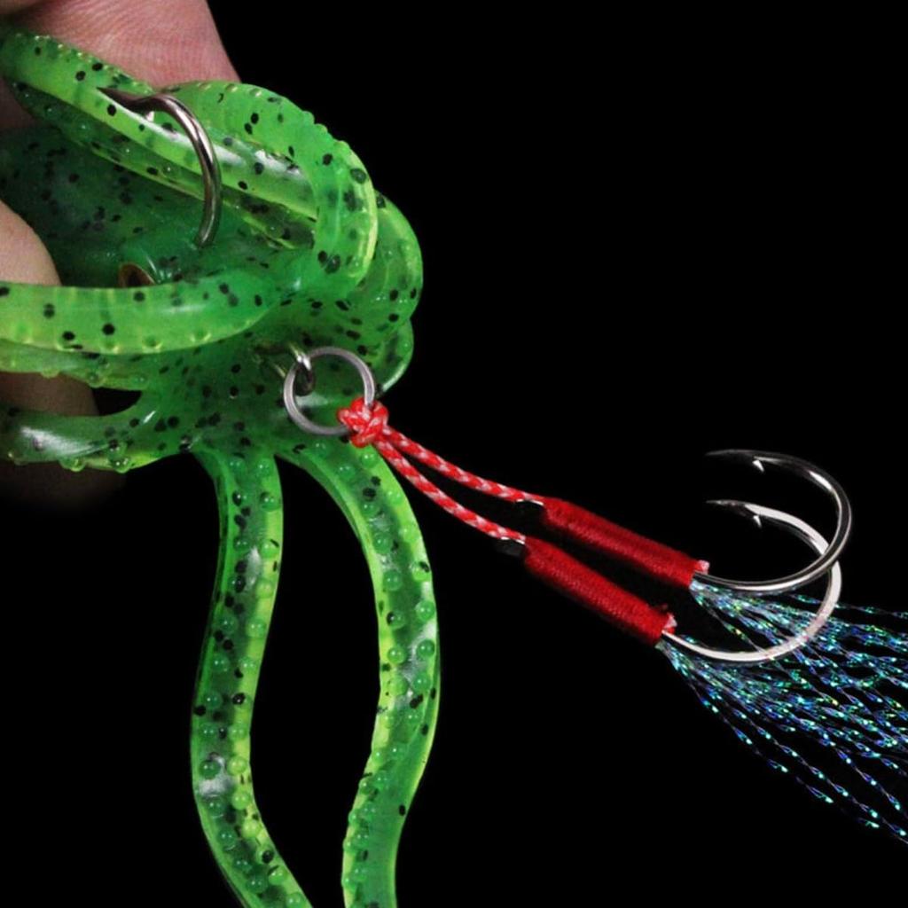 HOUSON 4PCS Rubber Fishing Rubber Squid Artificial Bait for Saltwater and Freshwater and Salmon Lures, Trout, Trout, Perch, Fishing, 21g/11cm