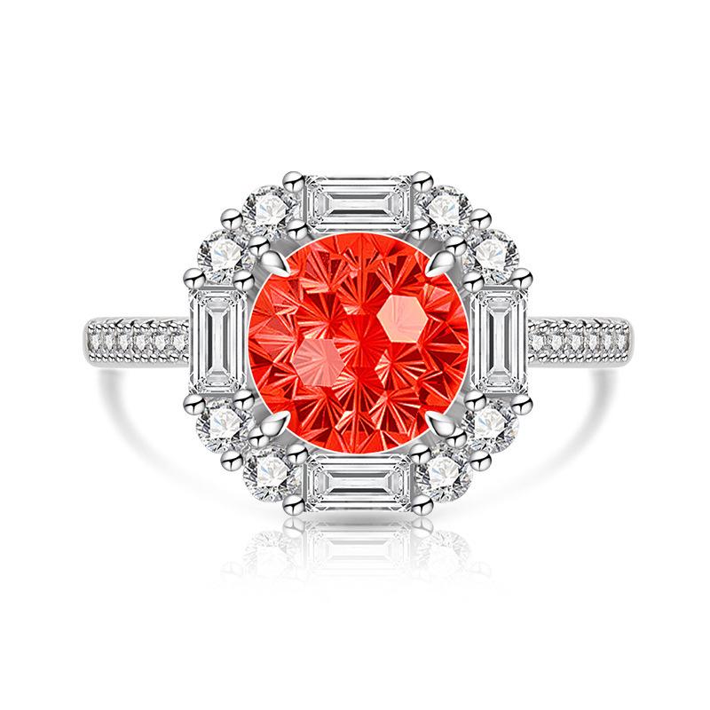 Copper Light Luxury Elegant Dahlia Cut High Carbon Diamond Sugar Cube Ring Women'S Jewelry
