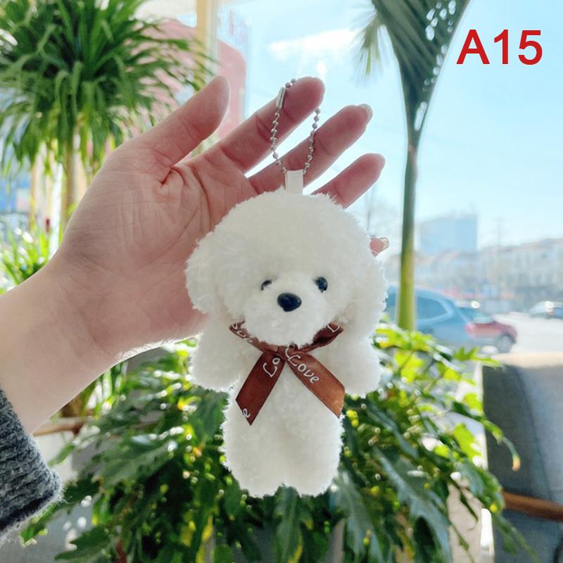 1ks krásný měkký plyšový medvídek klíčenka s roztomilým kresleným přívěskem na klíče