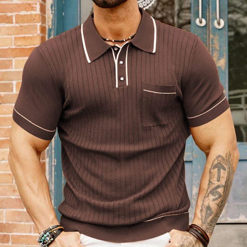 European and American Export Men's Clothing Amazon New Summer Knitwear Lapel Short-Sleeved Business Polo Shirt for Men Sy0186