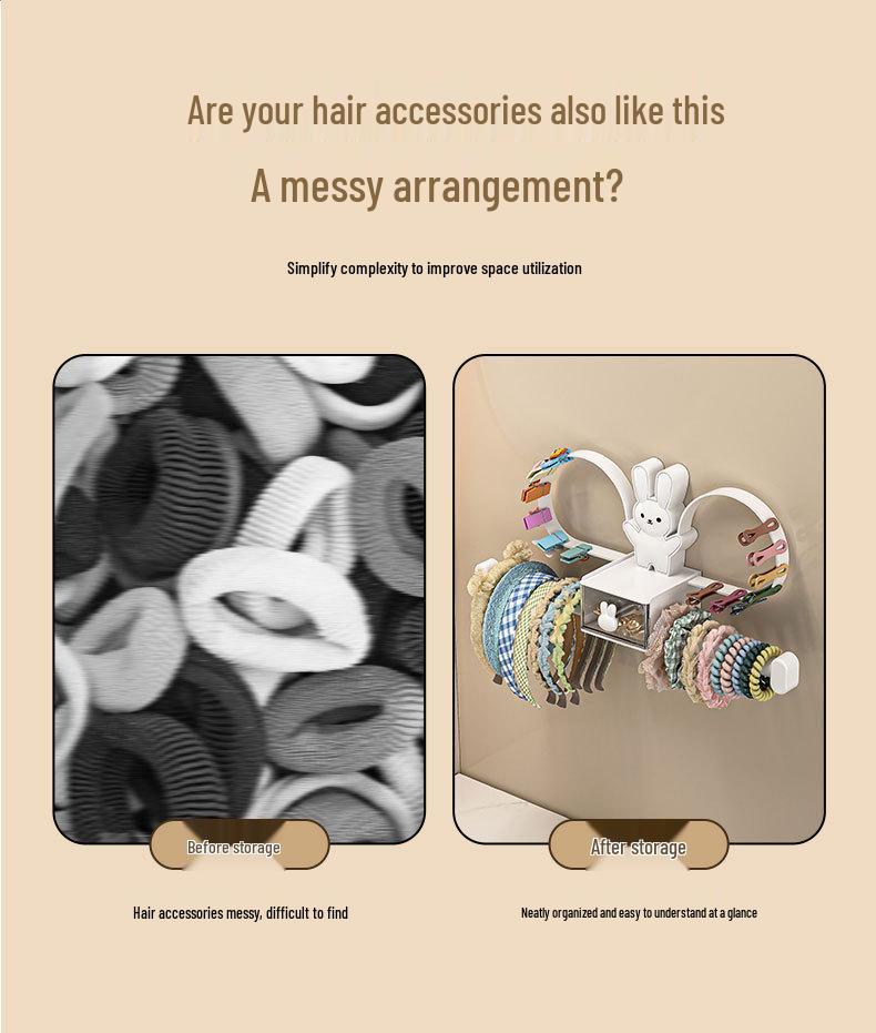 Wall-mounted Hair Accessory Organizer and Storage Rack