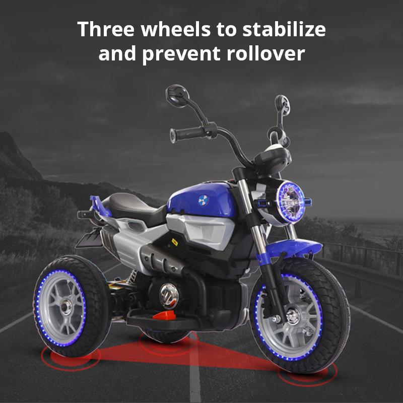 Kinder Elektro-Motorrad Dreiräder Dual Drive Kinderauto mit Fernbedienung Bluetooth Musik LED-Licht