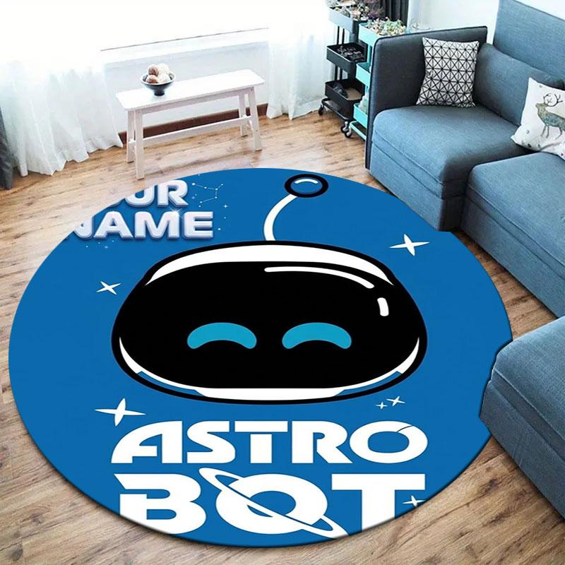 ASTRO BOT Custom Name Round Area Rug,Carpet Rug for Living Room Bedroom Sofa Playroom Decor,Non-slip Floor Mat
