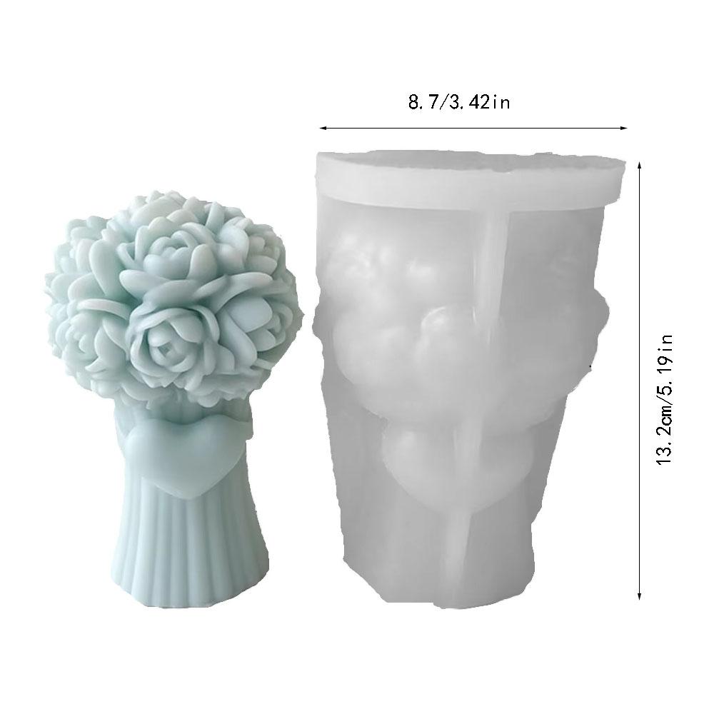 Romantic Love Bouquet Flower Silicone Candle Mold Butterfly Knot Rose Soap Resin Making Candlelight Dinner Decor Wedding Gift
