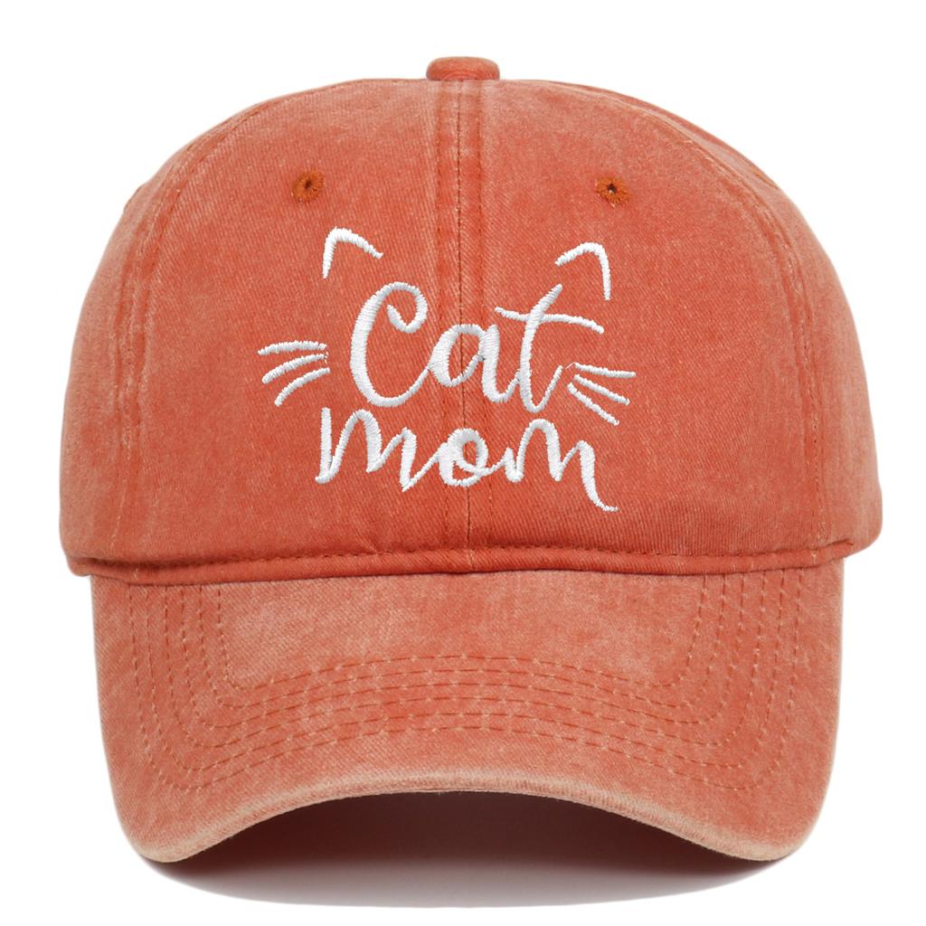 Katzen Mama Vintage Gewaschene Baseballkappe, Niedliche Katzenmotiv Verstellbare Dad Hat, Lässiger Sonnenhut für Katzenliebhaber Frauen Männer