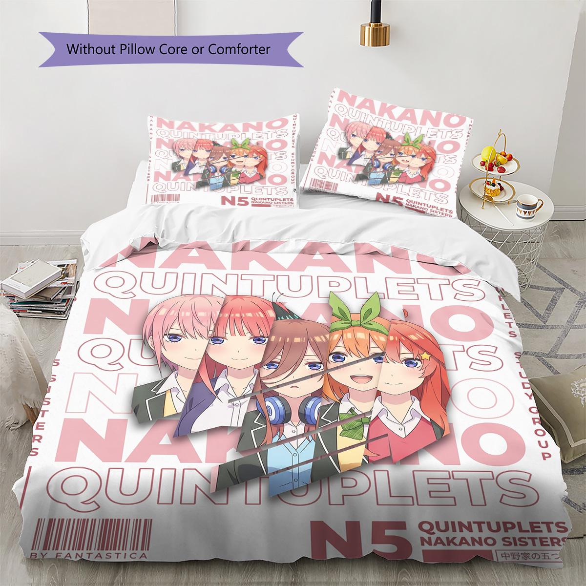 

The Quintessential Quintuplets Pillowcase & Duvet Cover Set for Home Decor Birthday Gift (1 * duvet cover + 2 * pillowcase, without core) 135x200cm