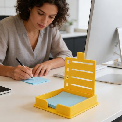 Notizbox aus Kunststoff mit 5 Vorlagen und Klemme für den Schreibtisch – Multifunktionaler Notizorganizer für Büro, Schule und Zuhause