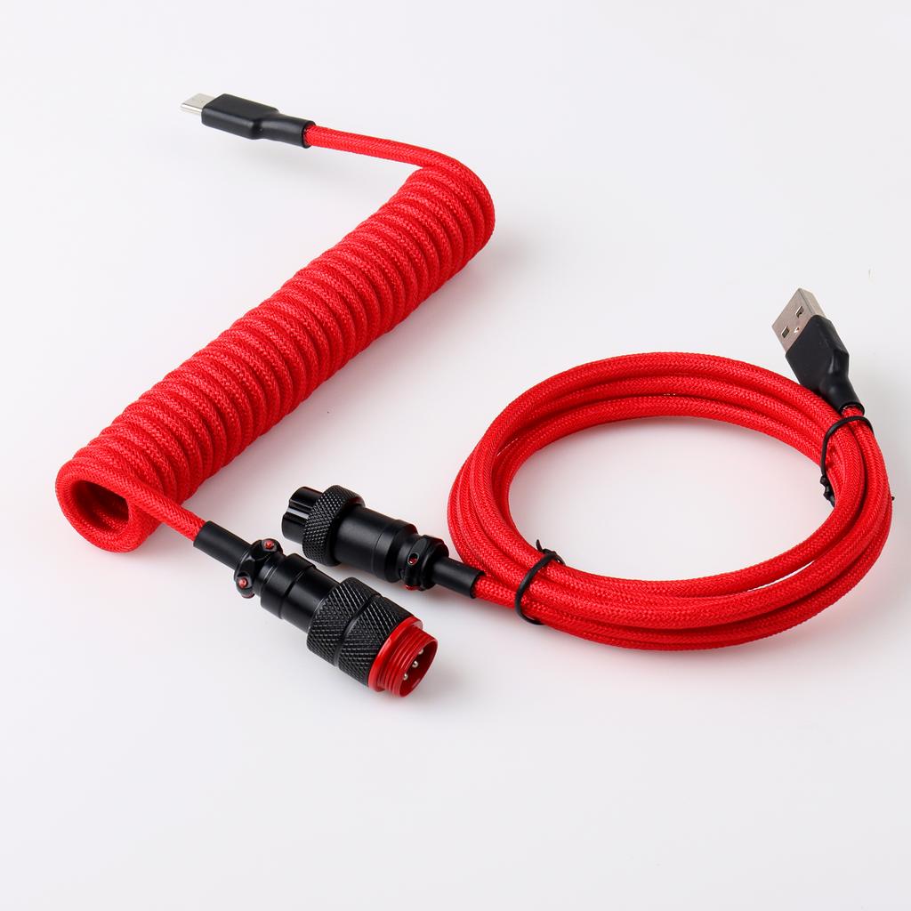 Custom Coiled Type C Gx16 Usb Cable Aviator Cable Usb C Cable Braided for Mechanical Keyboard