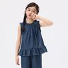 Girls' Ruffle Edge Soft Denim Sleeveless Two-Piece Set