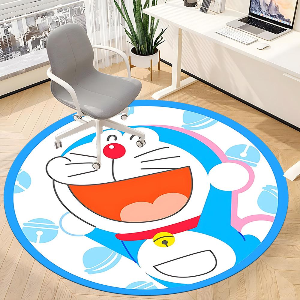 Doraemon Pattern Office Round Area Rug, Under Office Chairs Bedroom Living Room Home Decor A0908158