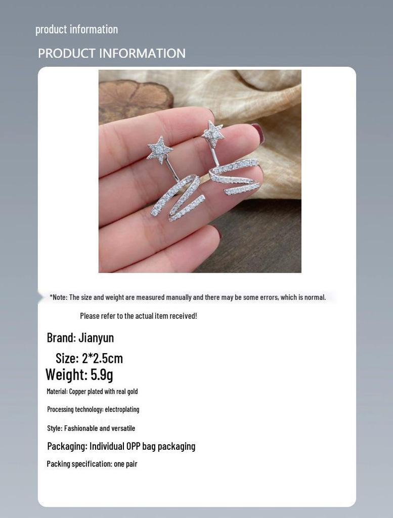 New Fashion High-End Design Shiny Star Stud Earrings - Exquisite Micro-Paved Versatile Ear Jewelry