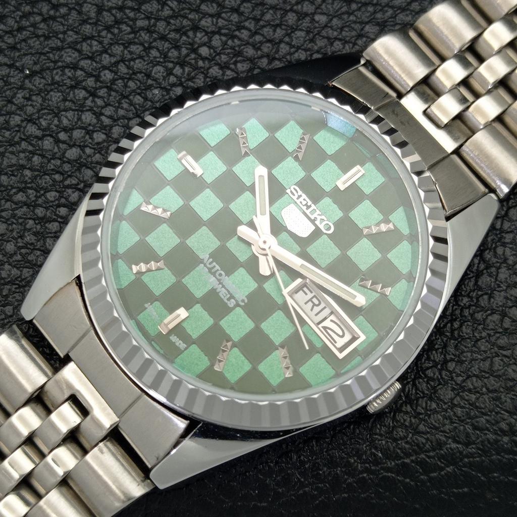 REFURBISHED JAPAN MADE SEIKO 5 AUTOMATIC MENS WATCH GREEN DIAL CUSTOM A440034-2 QV90-a440034