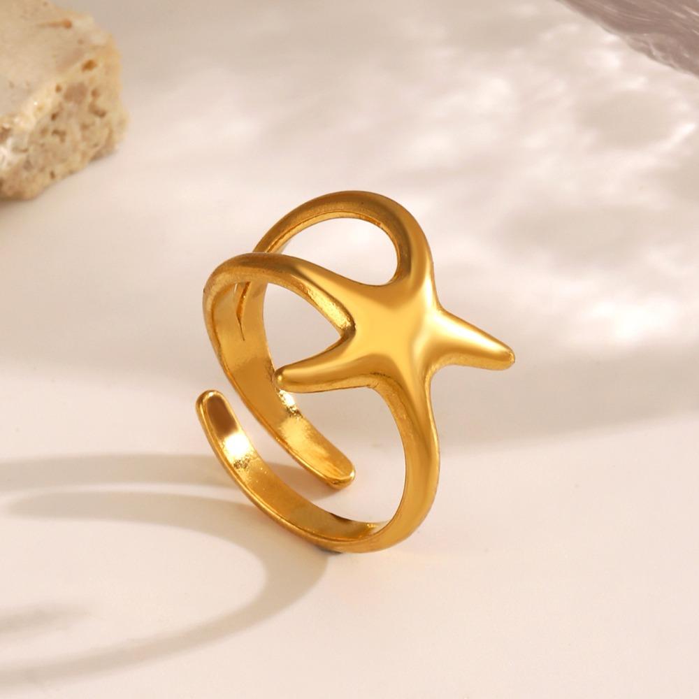 Hip Hop Personality Stainless Steel Five-pointed Star Opening Rings for Women Fashion Simple Finger Jewelry Accessories Gifts
