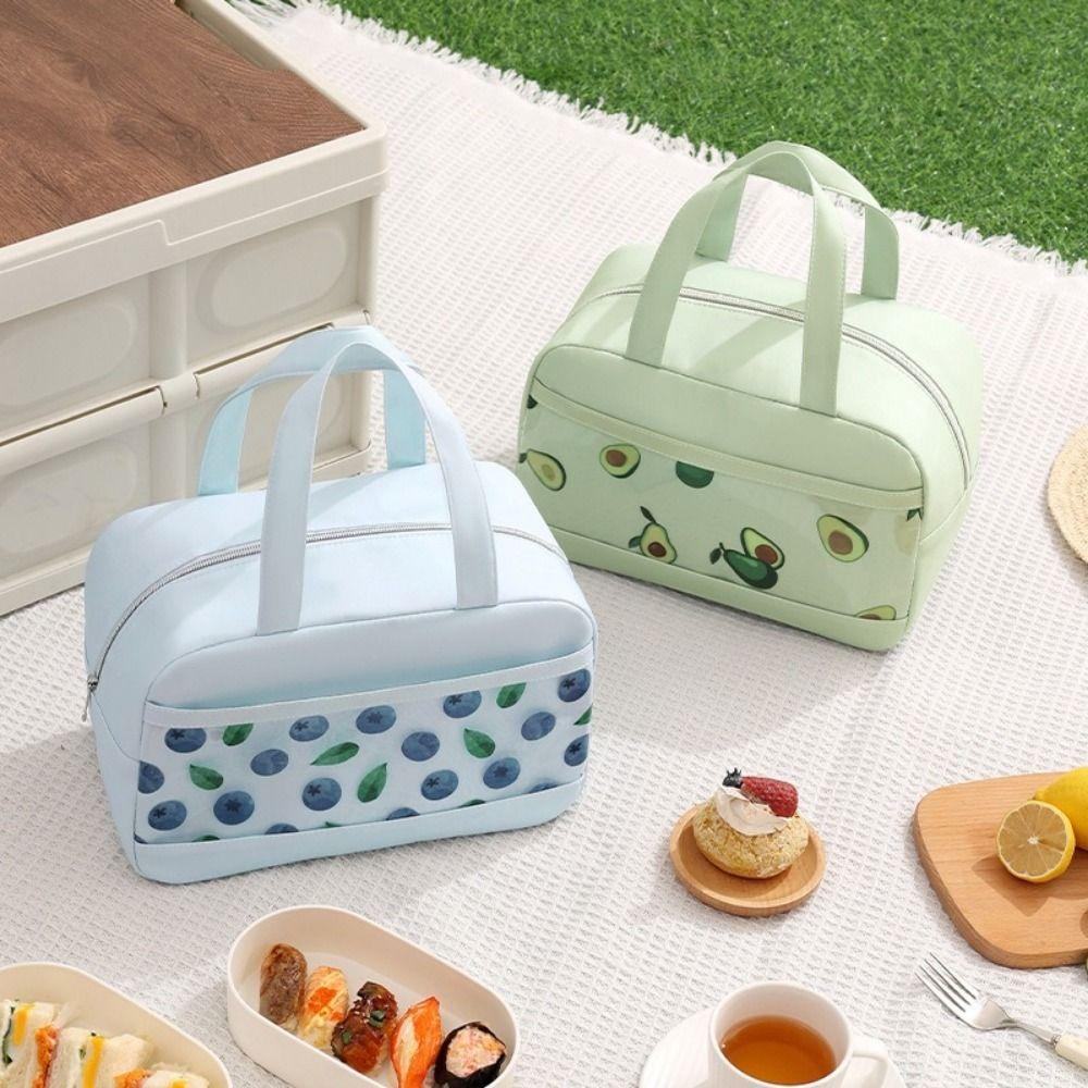 Aluminium Foil Fruit Printed Lunch Bag Leak-Proof Food Storage Pouch Insulated Cooler Bag  School