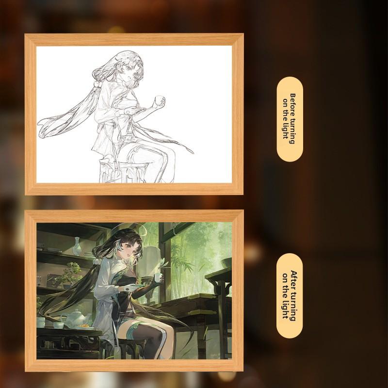 23cm/9.06in Wuthering Waves Mirror Light Painting Photo Anime Table Peripherals Night Lamp Collectible Birthday Decoration Gifts