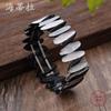 Color Painted Oil Geometric Leaf Elastic Bracelet Ladies Personality Gun Black Geometric Petal Bracelet