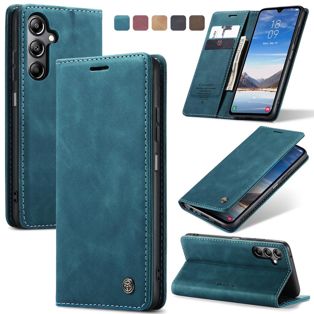 CaseMe is suitable for Samsung A16, a shockproof card slot leather case, A06 retro magnetic frosted flip cover stand phone case