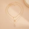 Punk Multilayer Pendant Necklace Love Bowknot Y2K Metal Necklace Cool Beaded Necklace  Daily