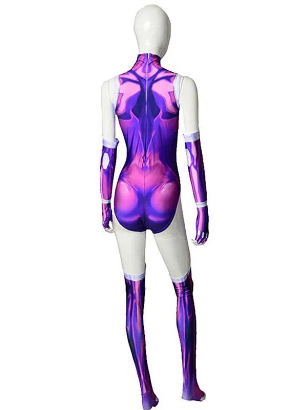 Starfire Teen Cos Titans Süper Kahraman Tulum Zentai Bodysuit Cadılar Bayramı Anime Cosplay Kostümü Seksi Kadınlar Karnaval Parti Kıyafetleri