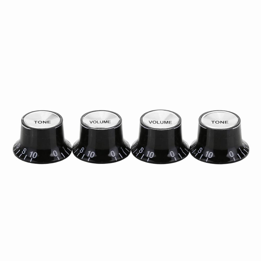 4Pcs Round design Guitar Tone Knobs Black Guitar Knobs Set  Electric Guitars