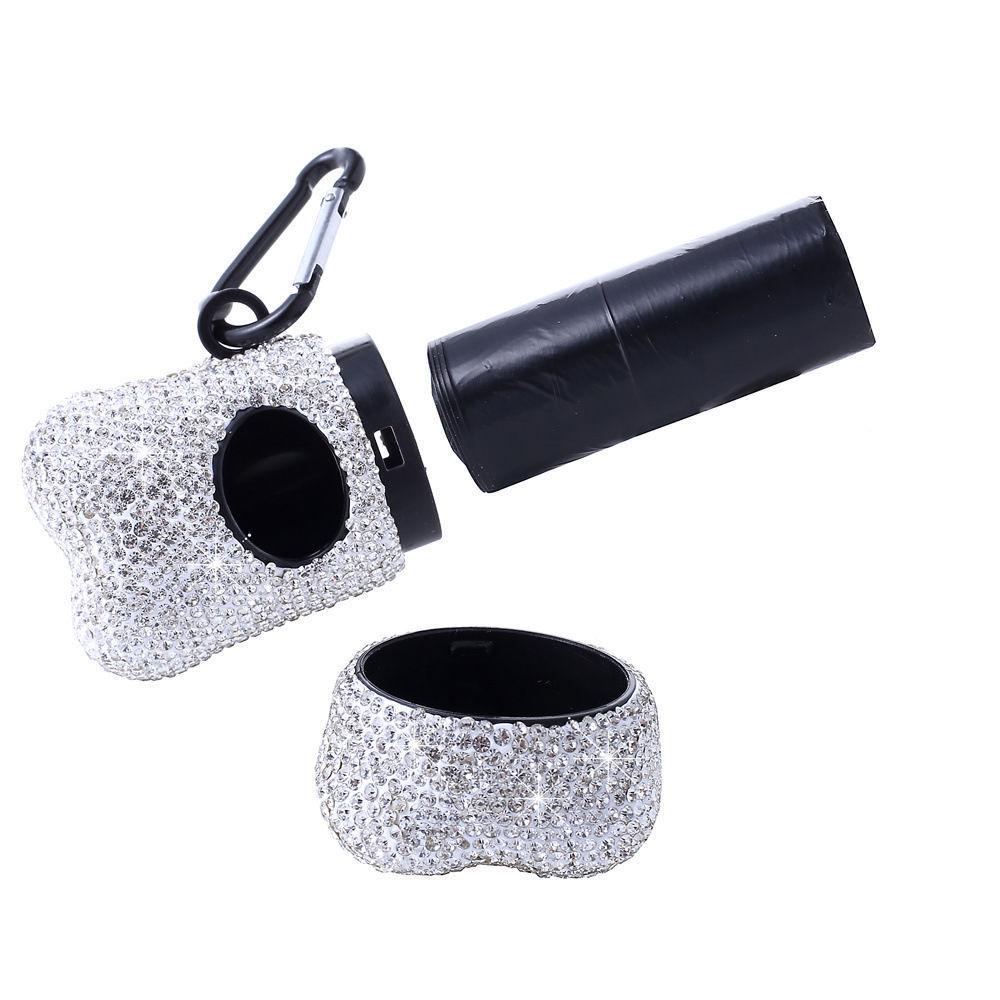Diamond-Studded Portable Dog Poop Bag Dispenser & Scooper