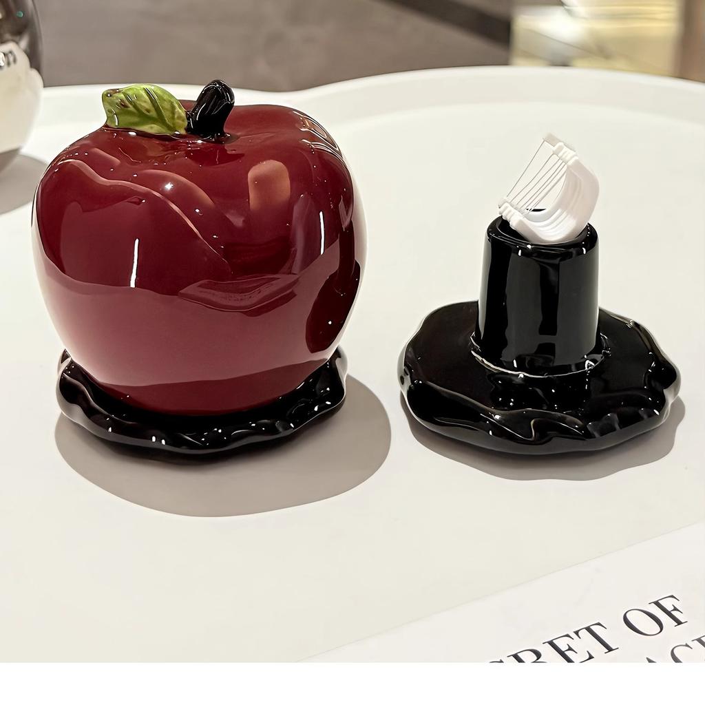 Apple Toothpick Box, Dental Floss Storage Box, Ceramic Household Ornament Cotton Swab Box Toothpick Tube Jar