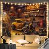 Hot Rod Garage Wandteppich Retro Auto Werkstatt Vintage Auto Dekor Großes Wandbehang Banner Americana Kunst 180x280cm