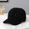 Women'S Thickened Rhinestone Korean Style Baseball Cap Autumn Winter Warm Casual Hat For Ladies