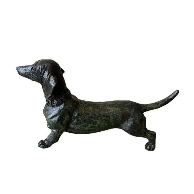 Decorațiune Artizanală Sculptură de Grădină Figurine Câine Rășină Teckel Animal Animal de Companie Jucării Figurine Ornament Negru Animale Statuie