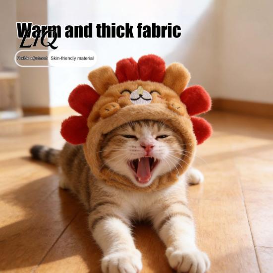 Pet Social Media Content Prop Cute Hedgehog Cat Hat, Plush Cozy Adjustable Fit, Soft Headwear Funny Hat for Cats, Puppies, Small Dogs Fashion