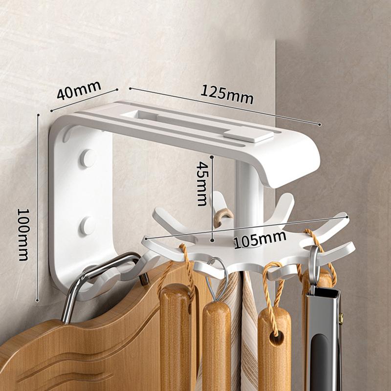 

Кухонный вращающийся крючок настенная полка для хранения кастрюля лопата ложка не пробивая полка многофункциональные кухонные крючки гаджеты белый