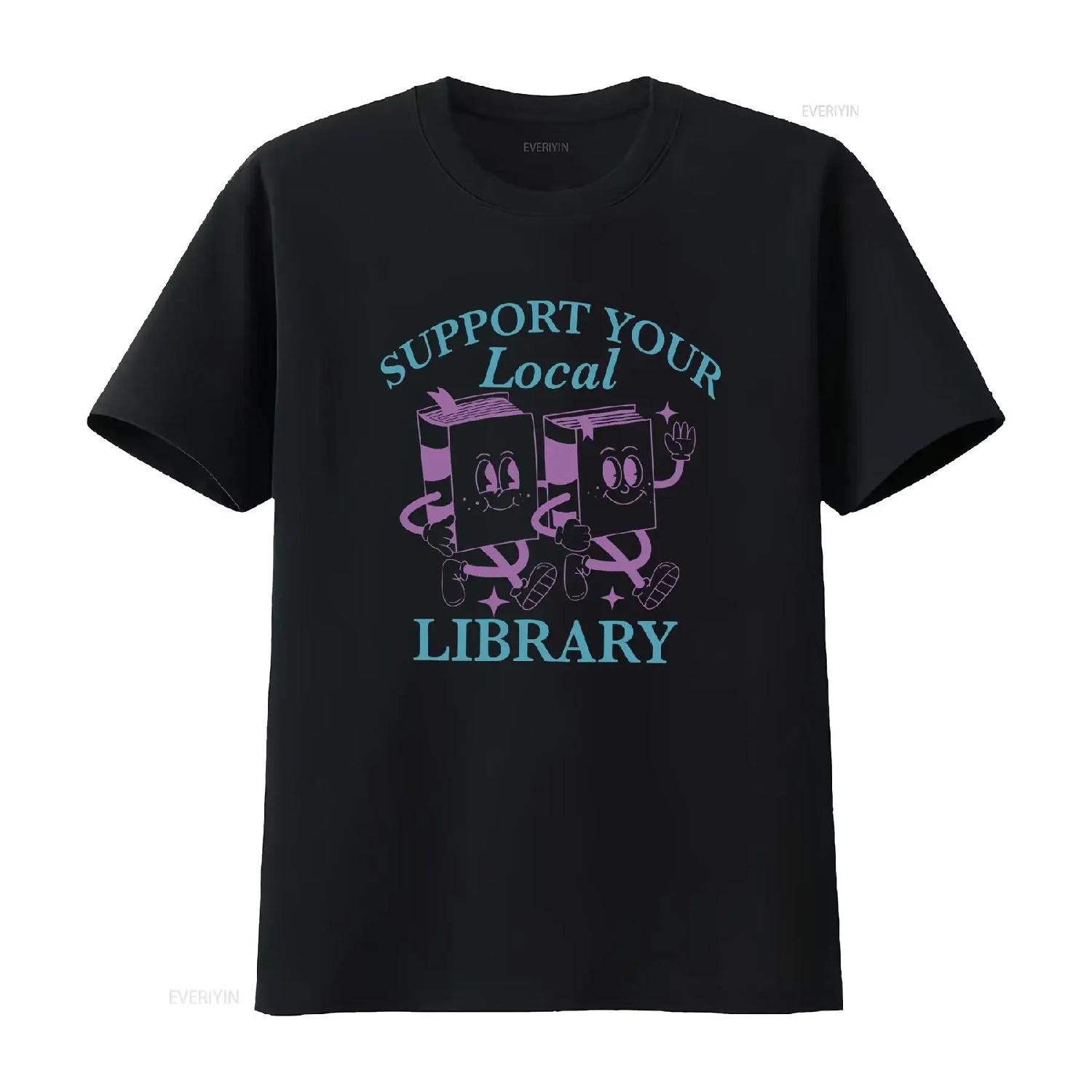 

Support your local library shirt Defend public libraries read banned books librarian school queer professor liberal vintage XXXXXL чорний