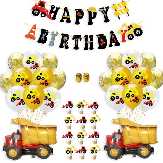 1Set Latex Kids Engineering Car Dot Balloon Boys Theme Birthday Party Gift Decor