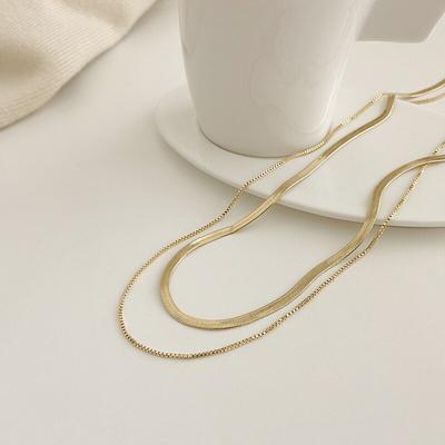 New Fashion Senior Women Chains Necklaces Contracted Trendy Double Metal Geometric Short Necklace Jewelry