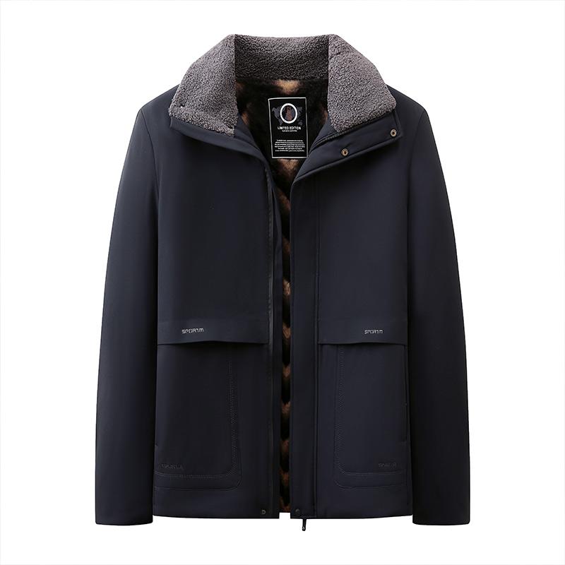 

Top Quality Brand Outwear Parkas Male New Fashion Fur Collar Casual Coat Thicken Jackets Winter Windbreake Warm Men s Clothing L темно-синього кольору