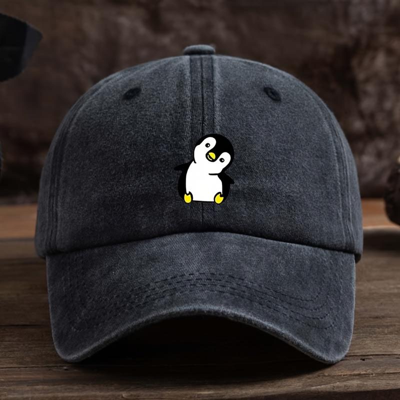 Cute Penguin Printed Baseball Hat Suitable for Outdoor Fishing and Travel Headwear Optimistic Design Comfortable Headwear
