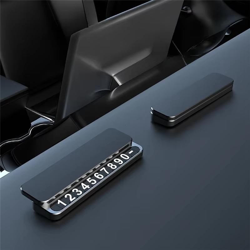 

Universal Car Temporary Parking Plate Phone Number Card Metal Walnut Car-Styling Auto Accessories Walnut And Alloy As Shown B