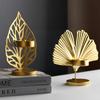 Black Wrought Iron Candle Holder Golden Base Living Desktop Decoration Christmas Leaf Room Crafts Simple 2024 Gold