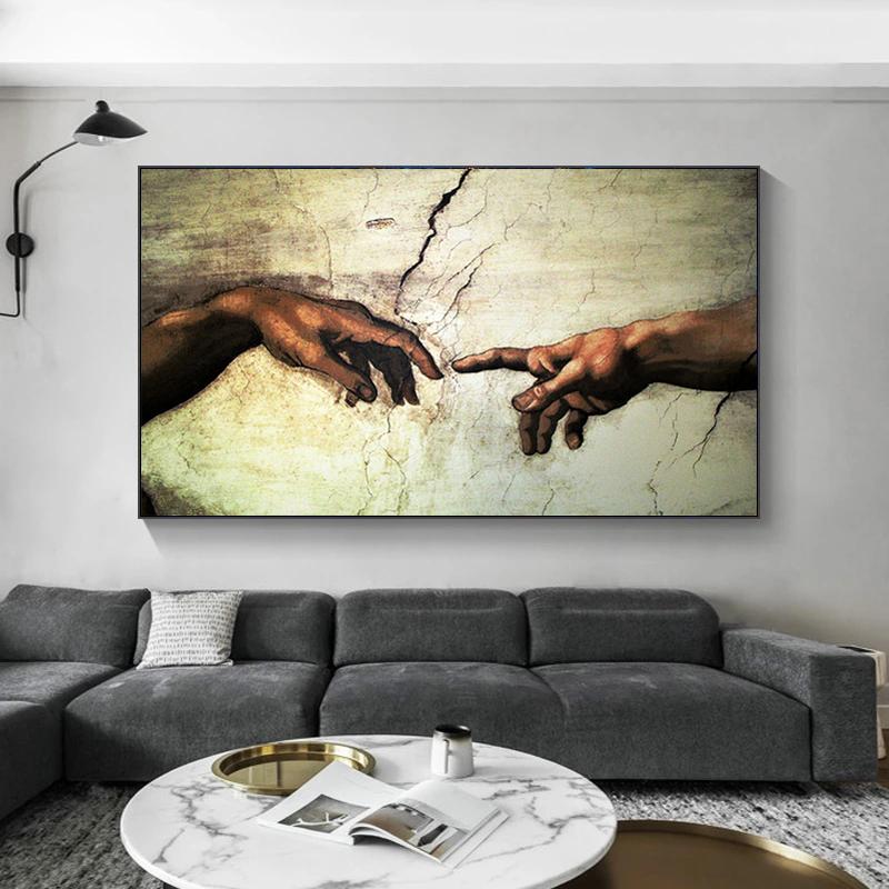 The Creation of Adam By Michelangelo Διάσημοι πίνακες σε καμβά στον τοίχο Αφίσες και εκτυπώσεις εικόνες Cuadros για το σαλόνι