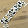 Natural Turritella Agate Gemstone Chain Brown Adjustable Bracelet 925 Silver